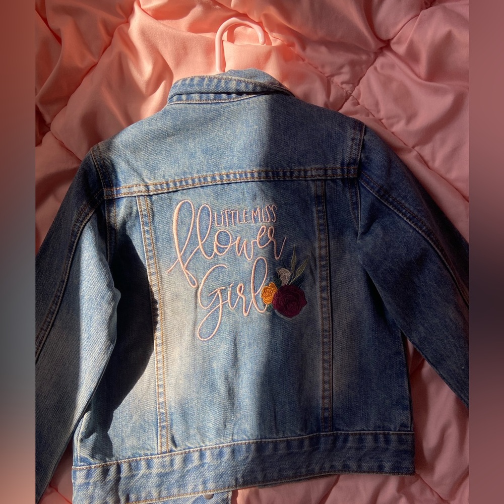 Flower girl denim jacket, 5t
